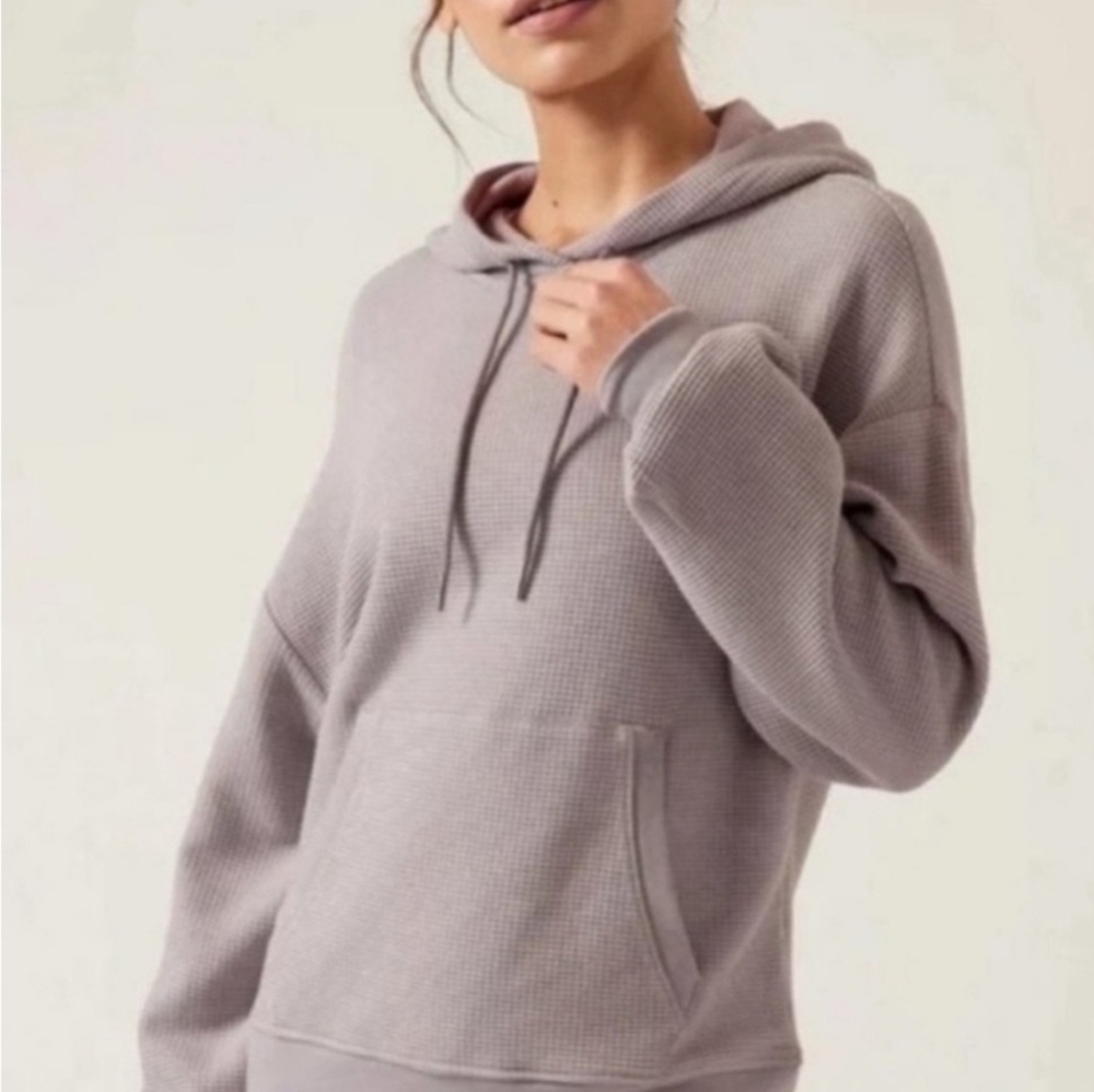 Athleta Women’s Waffle Knit Athletic Hoodie Sweatshirt Size Small Gray